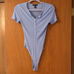 Forever 21 Light Blue Ribbed Bodysuit